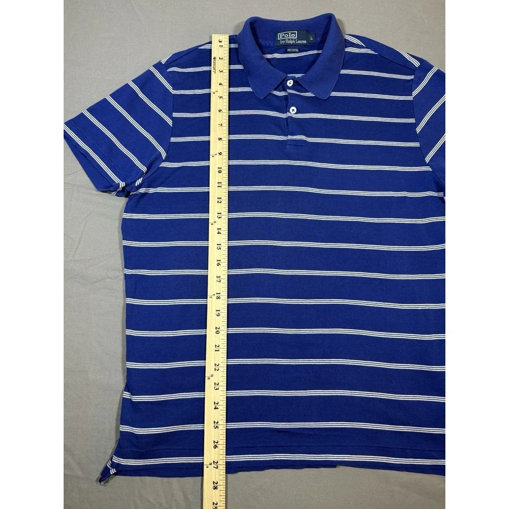 Polo Ralph Lauren 100% Cotton Blue With White Stripe Polo Men's Size Large